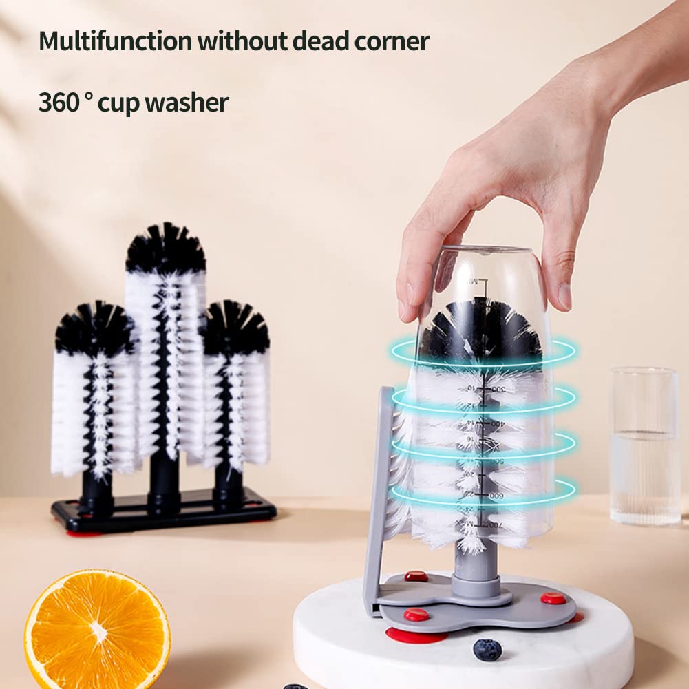 Jerliflyer Brosse En Verre Double Face Avec Ventouse - Nettoyage Efficace Pour Verres, Tasses Et Gobelets De Cuisine