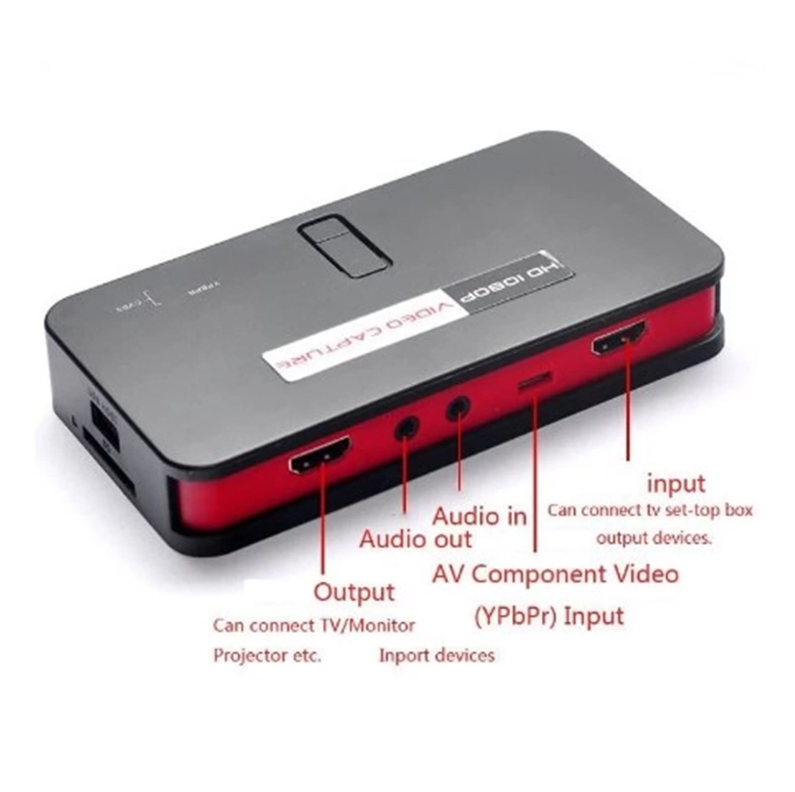 Przechwytywanie gier HD 1080P AV/Ypbpr Rejestrator przechwytywania wideo na dysk USB Karta SD