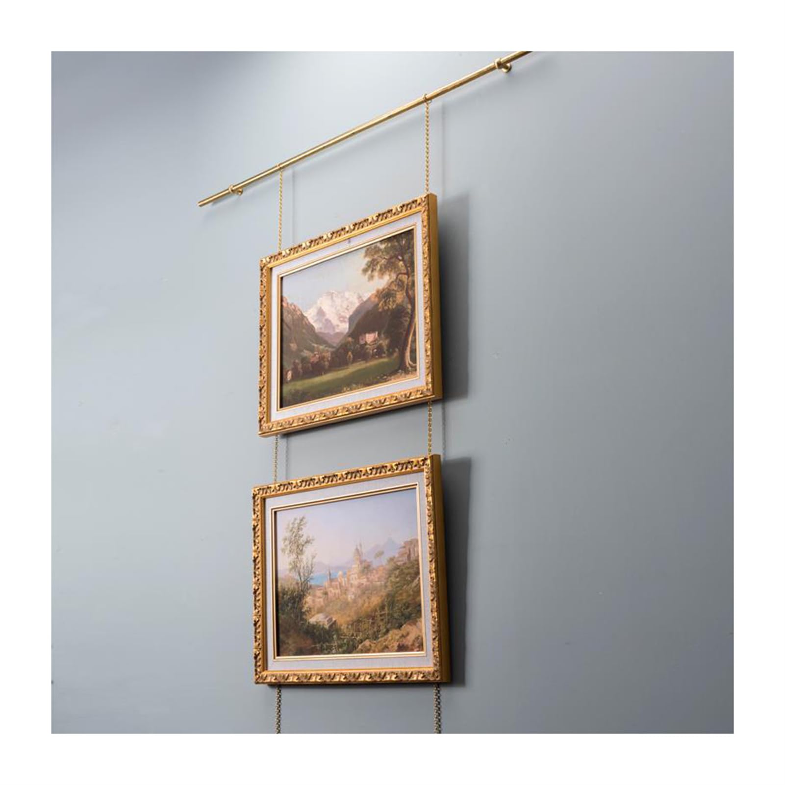 Sistema per appendere quadri con binario regolabile e anelli a D per arte da parete, stampe su tela e decorazioni per la casa