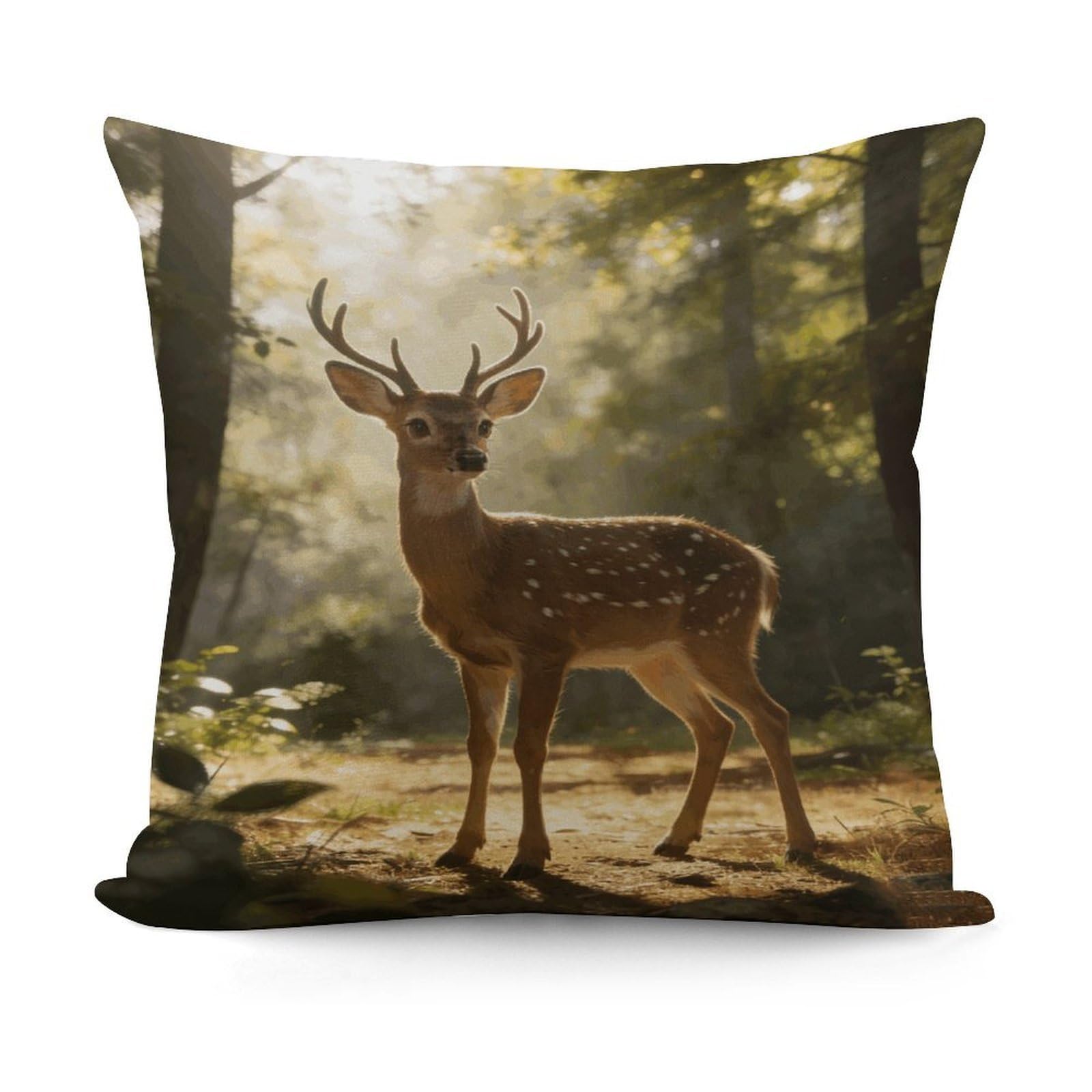 LZQPOEAS Deer Encounter The Dawn Light Throw Pillow Cover 18 X 18 in Cozy Couch Pillow Covers Farmhouse Throw Pillow Case Modern Square Pillowcase Home Decor Cushion Cover for Bedroom Living Room