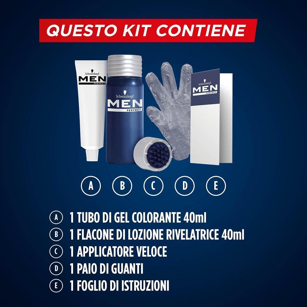 Men Perfect - Schwarzkopf - Gel Colorant Anti-Cheveux Blancs Homme - Coloration Cheveux Homme - Résultat Naturel – Application rapide et facile - Sans Ammoniaque -Châtain Foncé Naturel 70