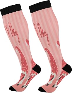 874 Crew Athletic Socks Dwarfs Or Gnomes Hold Pink Hearts Crew Socks Long Calf Socks Casual Walking Socks For Running Travel Hiking 40cm