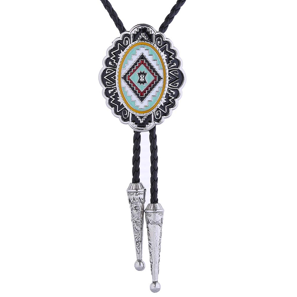 Bolo Tie for Men Women Cowboy Turquoise Celtic Natural Tiger Eye Stone Longhorn Bull Western Leather Bolo Necktie