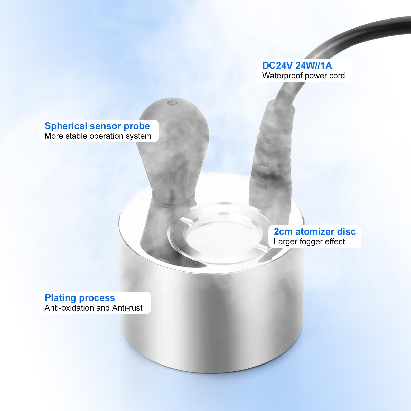 FITNATE Mist Maker Fogger, Aluminium ultraschall nebler, ultraschall Vernebler, mit Fogger Ceramics Discs, für Springbrunnen, Teich, Aquarium, Garten, viele Foggy-Effekt≥400mL/H