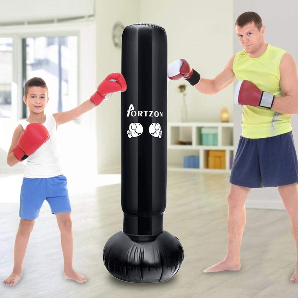 MYFTInflatable Boxing Punching Bag, Inflatable Free-Standing Fitness Target Training Bag, 63in Relieving Pressure Body Building for Children Teens Adults