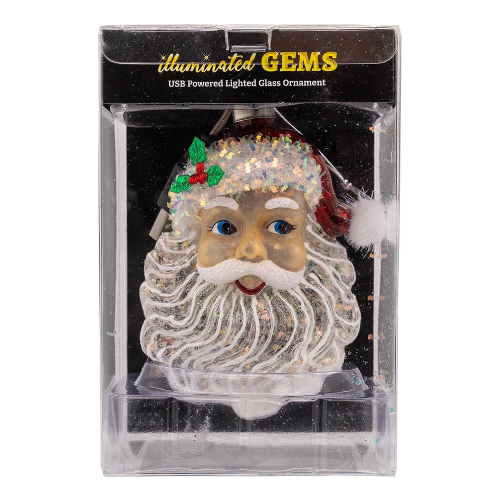 Père Noël LED en verre USB pour illuminer sans piles vos décorations