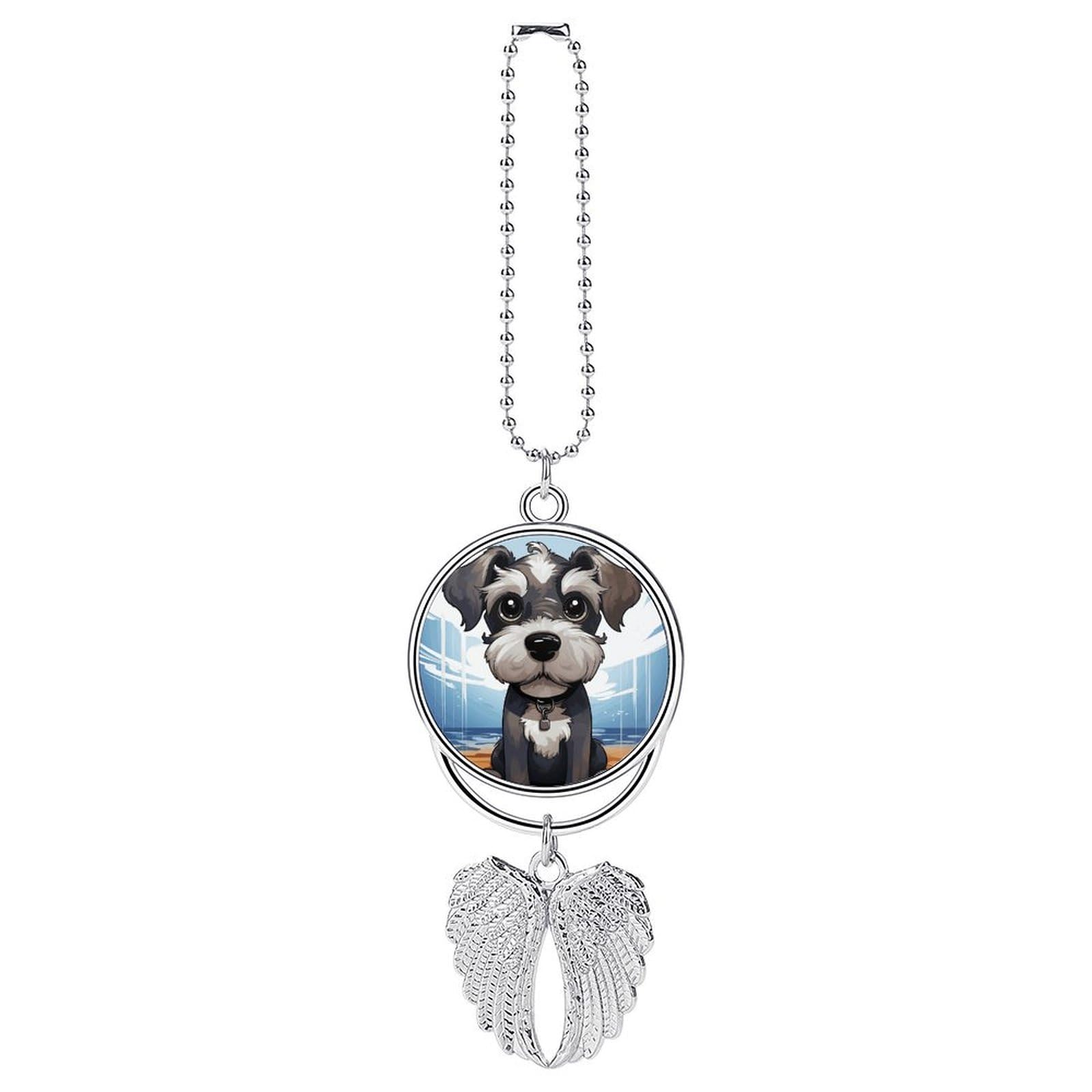 Adorable Schnauzer Car Pendant Rear View Mirror Hanging Ornament Auto Metal Charm for Aesthetic Interior Decor. Lucky Car Accessories Cute Funny Hanging Decor for Car Truck
