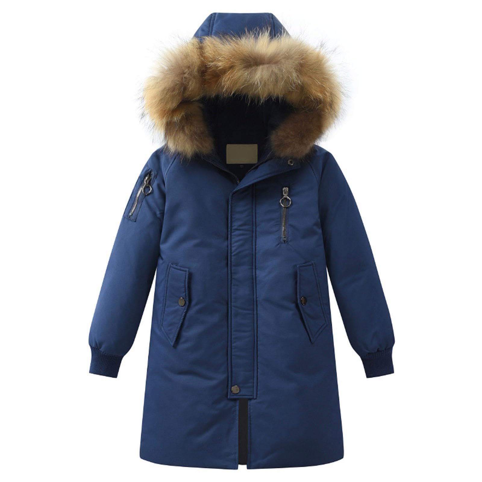 Grandi Bambini Unisex Piumino Con Cappuccio Solido Piumini Capispalla Inverno Spesso Caldo Con Cappuccio Cappotto Antivento Giacche Per Bambini 12 Mesi, Marina Militare, 5-6 Years