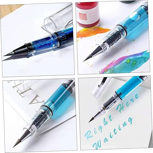 Miniatura 6 de EXCEART Pluma de pincel recargable 6 unids pluma estilográfica cepillo pistón llenado pluma estilográfica pluma agua cepillo plumas caligrafía