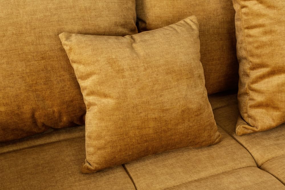 riess-ambiente.de Extravagantes XXL Sofa ELEGANCIA 285cm senfgelb Samt inkl. Kissen Bigsofa