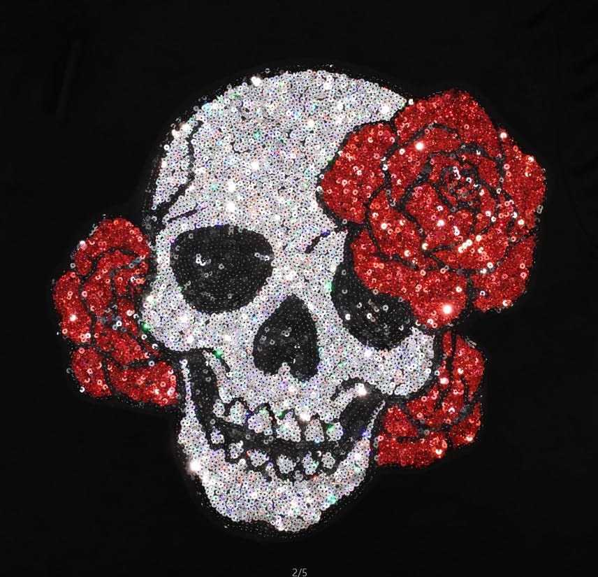 Image of PESION Womens Short Sleeve T-Shirt Sequined Tops O-Neck Funny Graphic Tees Blouse