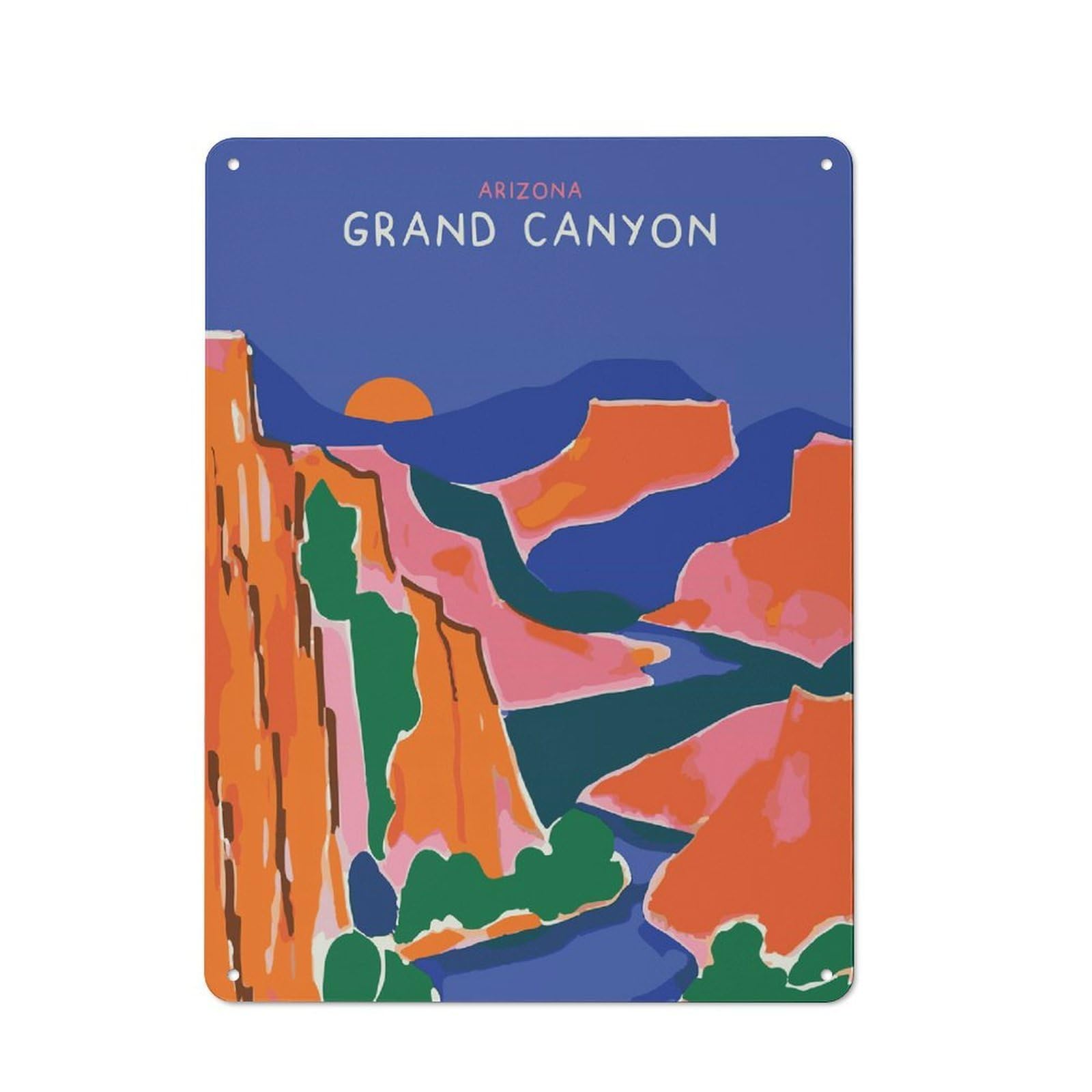 Junmoney Style-23 Decorative Metal Sign With Arizona Grand Canyon Design 40X30cm, Retro Bistro Wall Plaque For Coffee Bar, Kitchen, Bistro Or Tea Corner