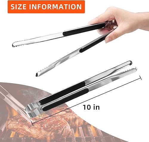 Miniatura 2 de XEVOM - Paquete de 4 pinzas de cocina de acero inoxidable de alta calidad, pinzas para servir para cocinar, pinzas de metal para alimentos con