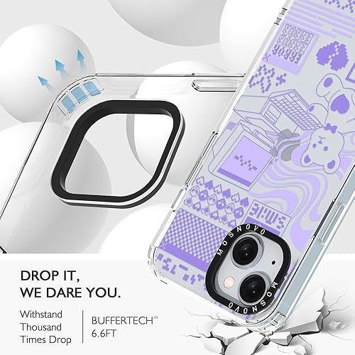 Miniatura 5 de MOSNOVO Buffertech - Funda compatible con iPhone 15, impacto de caída de 6.6 pies, tecnología antidesprendimiento, TPU transparente, a prueba de