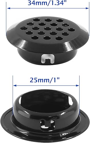 Miniatura 3 de Uenhoy 20 rejillas de ventilación de aire negras de 1 pulgada (0.984 in) circulares de ventilación de acero inoxidable, rejilla de ventilación de