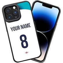 COOZEBRA Football World Cup Custom Personalized Name Jersey Phone Case, for iPhone 17 16 15 14 13 12 11 Pro Max X XS XR Galaxy S25 S24 S23 S22 S21 FE Ultra Plus England