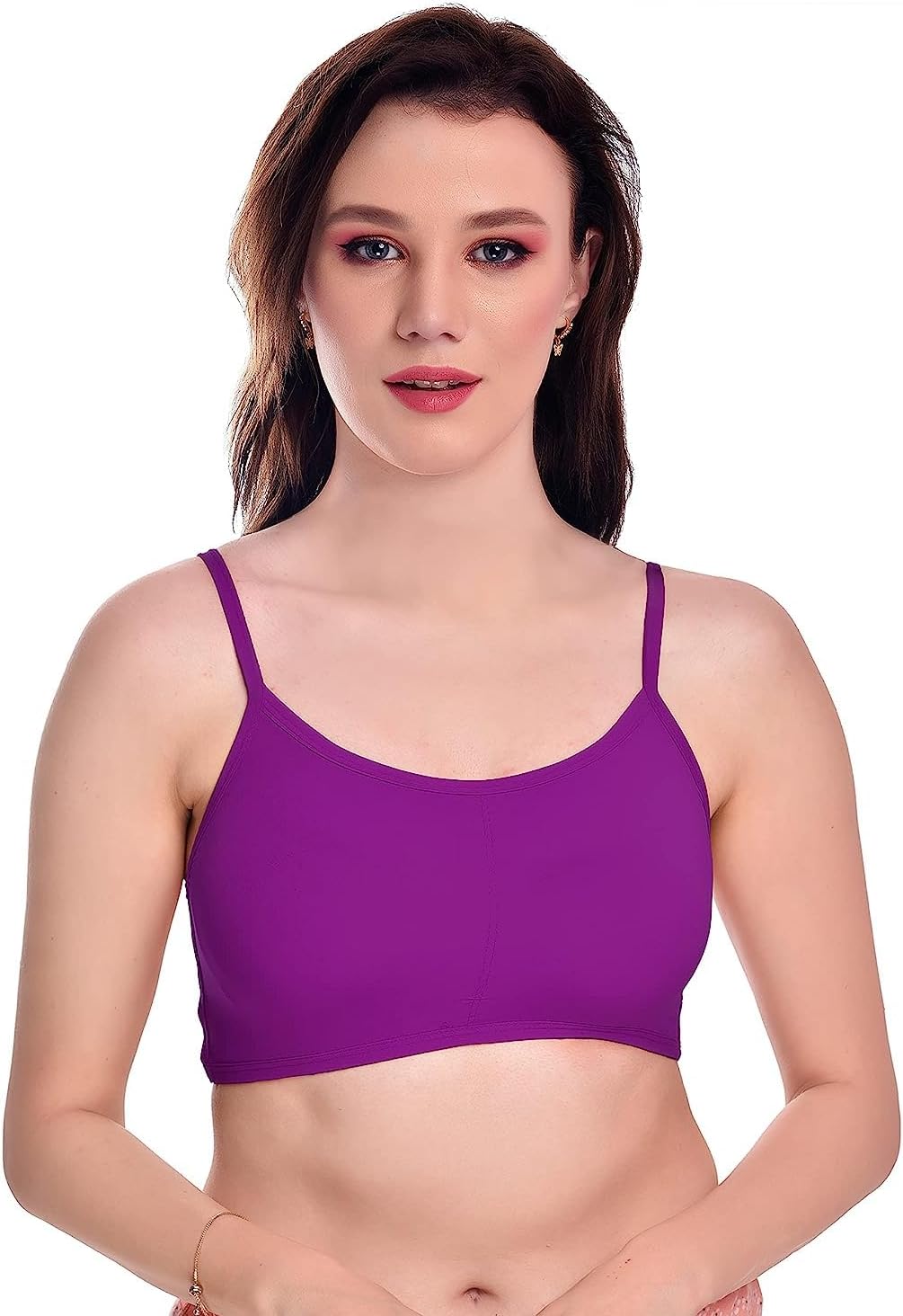 SPANCOWomen's/Girl's Nylon Spandex Lightly Padded, Wire Free Seamless Six PATI Bra, for Running, Athletics, Excercise, Gym