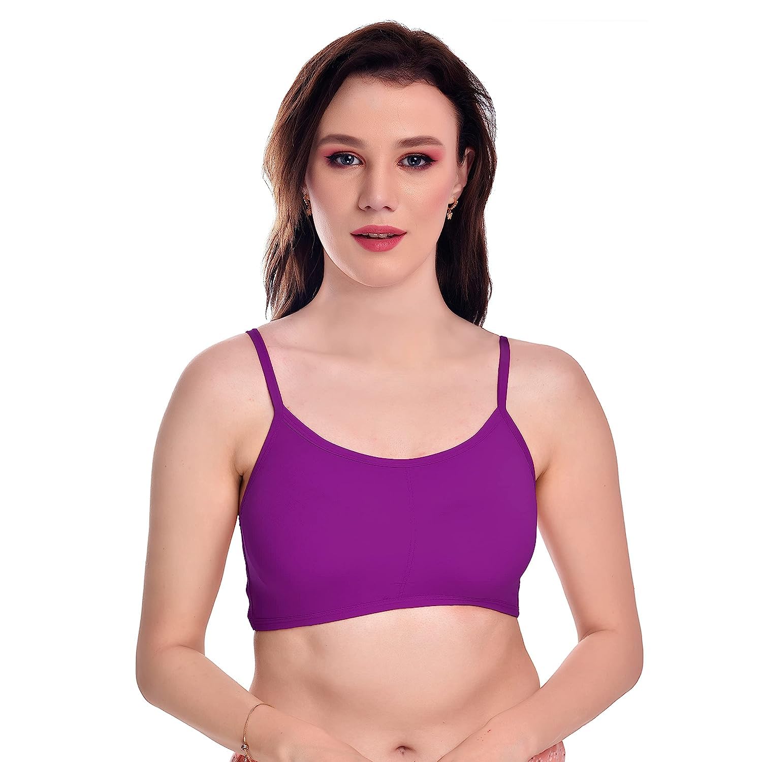 SPANCOWomen's/Girl's Nylon Spandex Lightly Padded, Wire Free Seamless Six PATI Bra, for Running, Athletics, Excercise, Gym