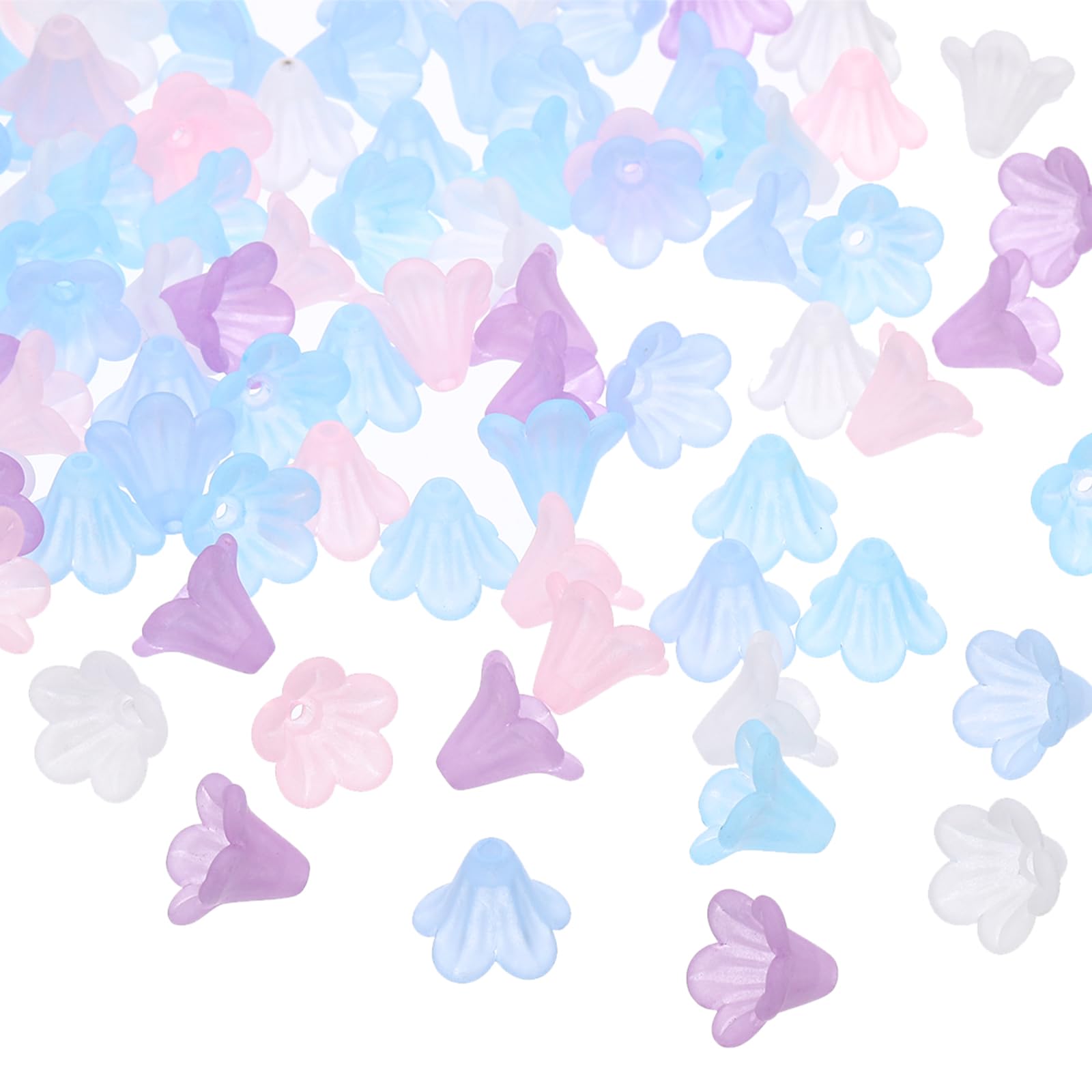 PATIKIL Frosted Flower Beads, 100 Pcs Acrylic Trumpet Flower Beads for Bracelets Earrings, Necklaces