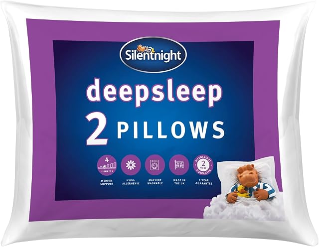 Silentnight Deep Sleep Pillow Pack of 2 - Soft Hotel Bed Pillows 2 Pack Pillow Pair - Machine Washable Hollowfibre Sleep Easy Pillows