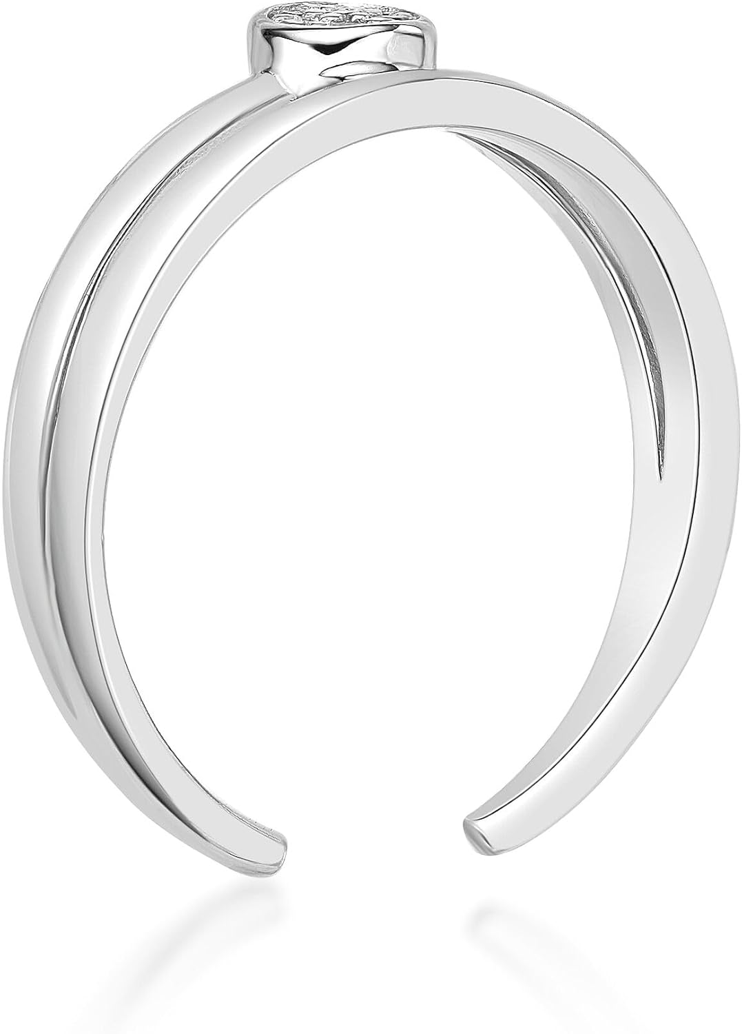 Lavari Jewelers 1/50 Carat Natural Diamond Double Band Toe Ring for Women I 925 Sterling Silver Toe Ring for Her (H-I, I2-I3, 0.03 cttw) Adjustable Open Toe Band I One Size Fits Most Toes
