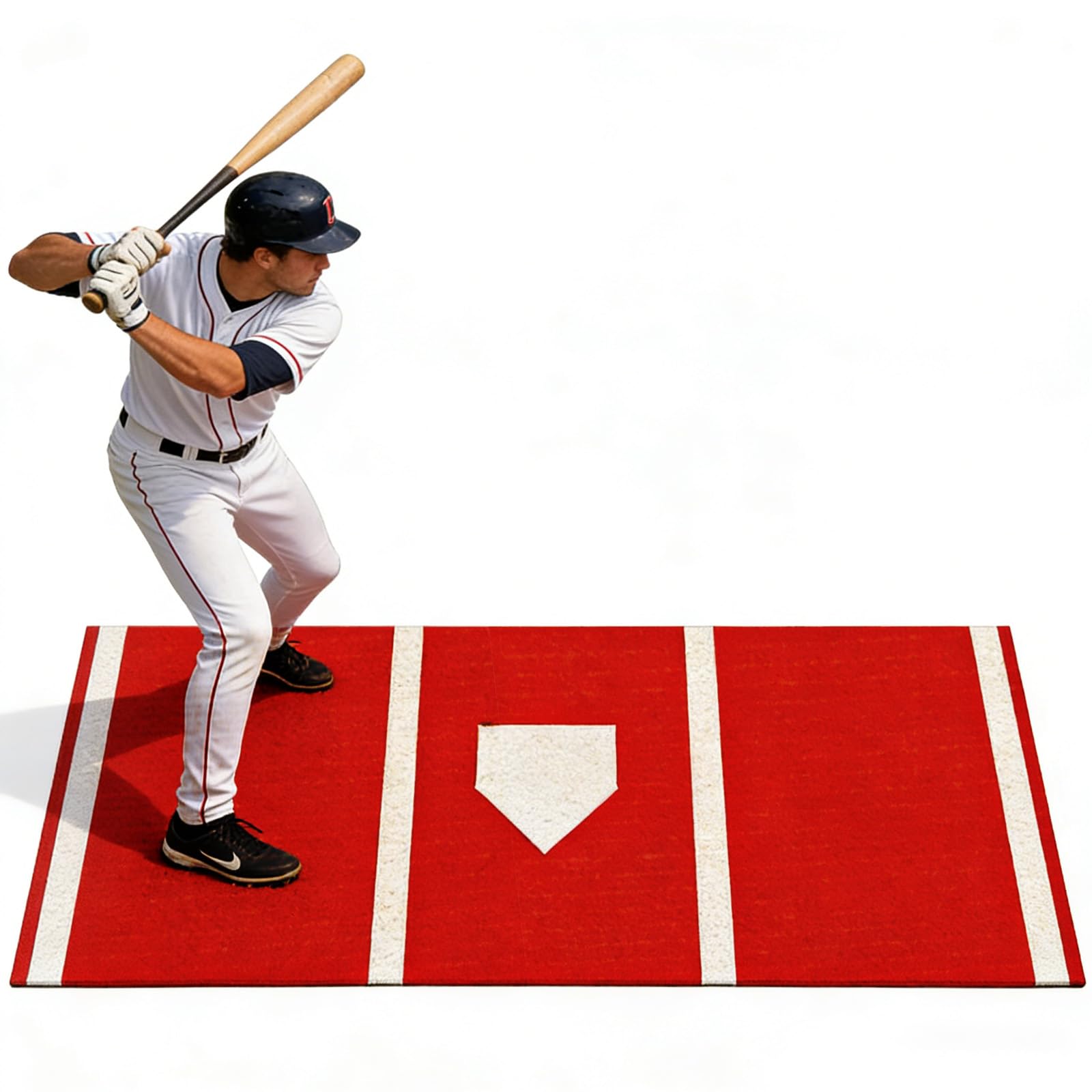6 x 4 ft Baseball Hitting mat with Non-Slip Rubber Backing, Durable Indoor/Outdoor Softball Pitching mat, High-Visibility Stance Guide, Foldable