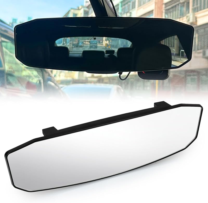 Espelho retrovisor interno panorâmico convexo DS. DISTINCTIVE STYLE com presilha – 11,77 x 3,54 polegadas