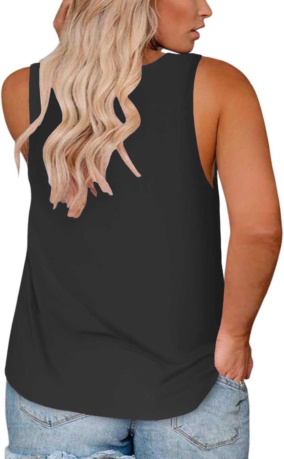 VISLILY Womens-Plus-Size-Tank-Tops Summer Trendy V Neck T Shirts Casual Flowy Sleeveless Blouse Comfy Tunics Tee XL-5XL - Image 3