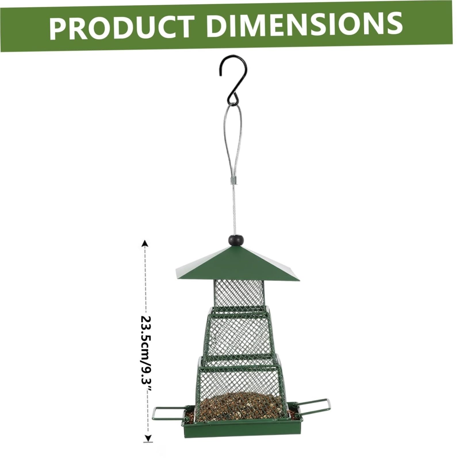 Comedero for pájaros Colgante, portátil, Plegable, de Metal con Bandeja, Gran Capacidad, Resistente a la Intemperie, a la Lluvia for balcón y Patio Trasero