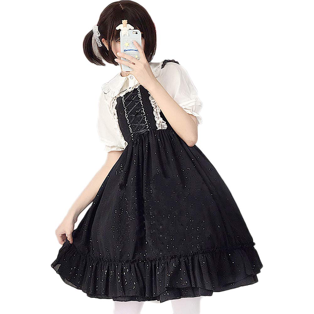 Himifashion Lolita Dress Constellation Chiffon Lotus Leaf Layered