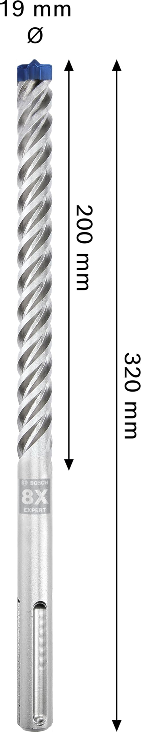 Bosch 1 foret EXPERT SDS max-8X pour marteau perforateur (pour roche tendre, pierre dure, Ø 19,00 mm, accessoires professionnels marteau perforateur)