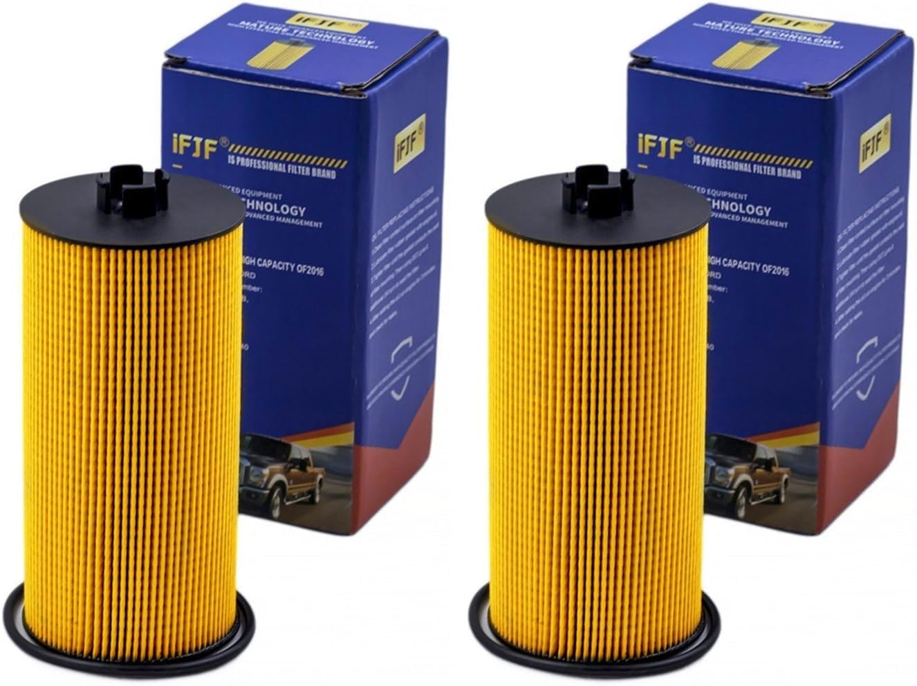iFJF FL2016 Oil Filter Replacement for F250 F350 E350 E450 Super Duty Excursion E350 Club Wagon 6.0L/6.4L Powerstroke Diesel Engine Replaces 3C3Z-6731-AA 1840752C91 Included O-rings (Pack of 2)