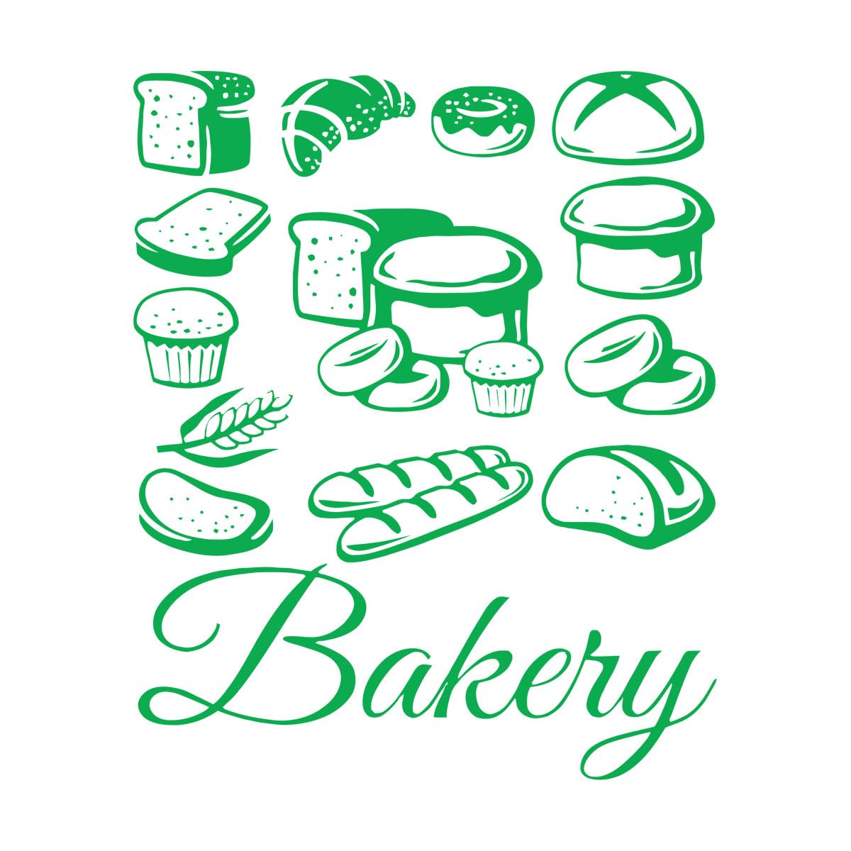 Pastries Wall Stickers Bakery Bread Pastry Wall Decals Cakes Biscuits Food Wall Decal Window Sticker Store Logo Art Mural Extra Large - 75x93cm — image 1