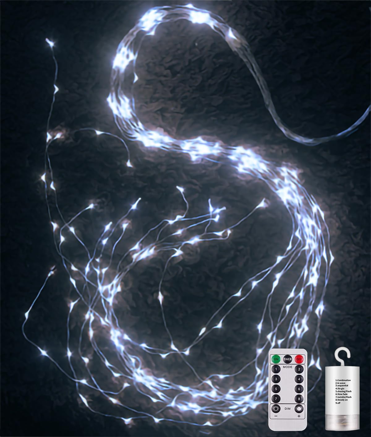 Joysing Lichterschweif 1M 100 LED Lichterbündel Batteriebetrieben mit Fernbedienung, 8 Modi Lichterkette Wasserfall Wasserdichte Weihnachtsbeleuchtung für Innen Außen Garten Deko - Kaltweiß