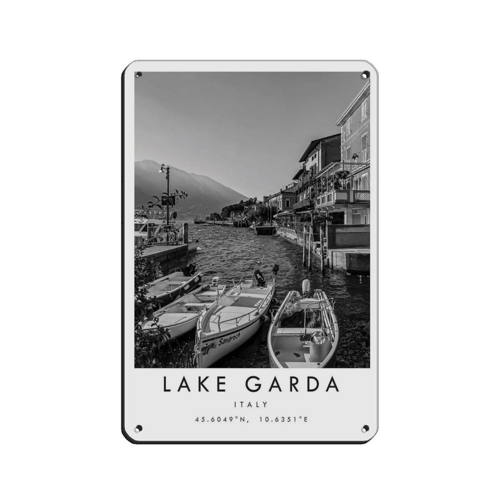 Lake Garda Travel, Italy Poster Poster (2) Retro Poster Metal Tin Sign Chic Art Retro Iron Painting Bar People Cave Cafe Family Garage Poster Wall Decoration 8x12inch(20x30cm)