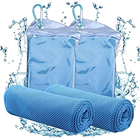 2 Pcs Cooling Towel Ice Towel for Neck Microfibre Cool Towel 32 x 120 cm Soft Breathable Instant Quick Dry Towel for Men Women Work Out Sports Yoga Golf Fitness Gym Blue Cover