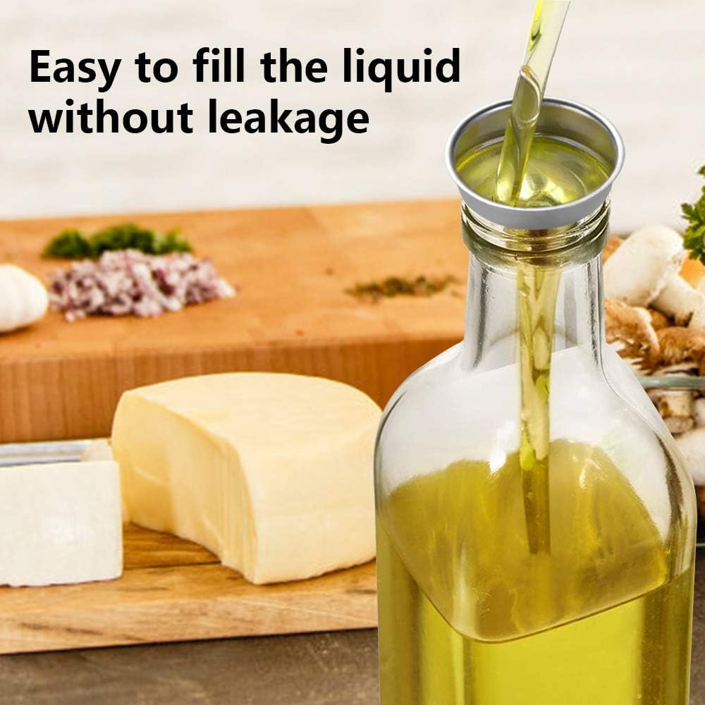 WERTIOO 4 Pack Olive Oil Dispenser Bottle for Kitchen 500 ml Clear Glass Oil Olive Bottle - Image 4
