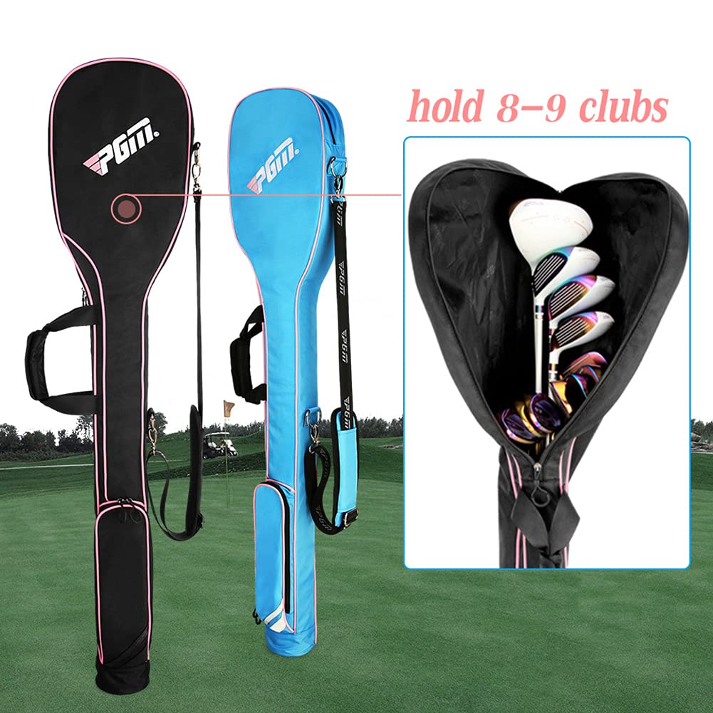 Golfbag Cartbag Reisebag Pencilbag Ultralight Pencil Practice Case, Faltbare Golf Pencil Bag, Schwarz/Blau, Fassungsvermögen 8-9 Schläger (0.8kg)