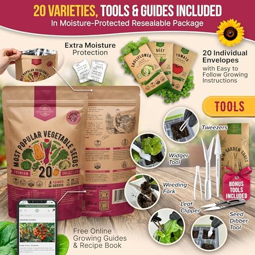20 Vegetable Seeds Variety Pack - 12,465+ Non-GMO Heirloom Seeds for Planting Vegetables and Fruits in Individual Seed Packets, Home Garden Seed for Hydroponic, Indoor and Outdoors Gardening - 2