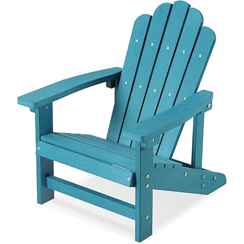 EFURDEN Kids Adirondack Chair, Polystyrene Adirondack Chair for Children, Easy-Maintenance Patio Chair for Outdoor and Indoor (Blue)