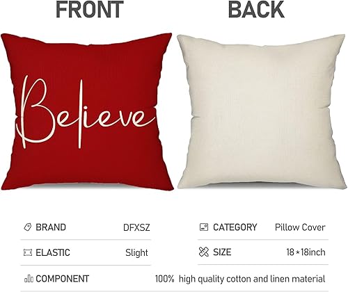 Miniatura 7 de Juego de 2 fundas de almohada navideñas de 16 x 16 pulgadas, decoración de casa de campo con texto en inglés "Merry Christmas", decoración navideña