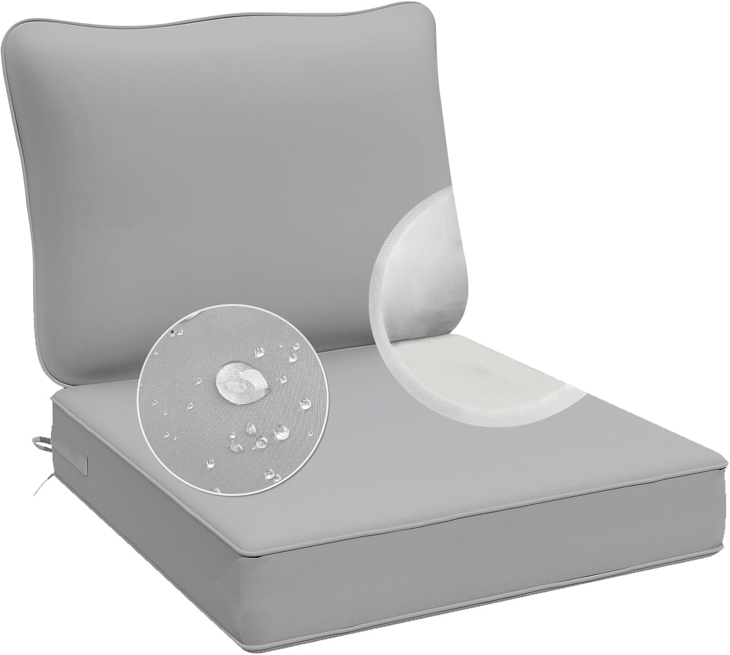 (Incomplete)AAAAAcessories Outdoor Deep Seat Cushions for Patio Furniture, Waterproof Replacement Patio Chair Cushions, 24 x 24 x 5 Inch, Gray 19'' Mid Back-1 Count Gray