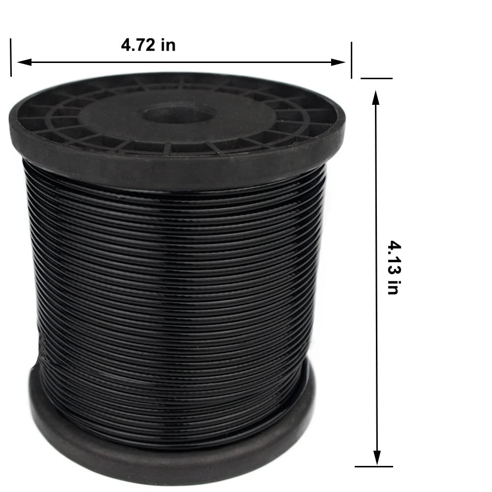 FOLUXING 200Ft Black Vinyl Coated Wire Rope,1/16 Inch Coated to 3/32 Inch,304 Stainless Steel for String Lights Hanging,Outdoor Light Guide Wire, DIY Balustrades Clothesline