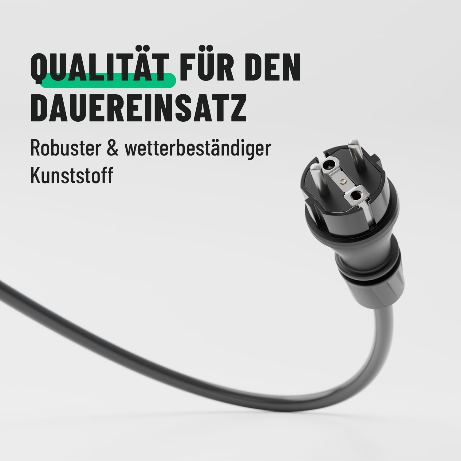 greate 230 V wtyczka Schuko wodoszczelna zgodnie z IP54 – wtyczka Schuko na zewnątrz z ochroną przed zagięciem i odciążeniem – wtyczka ze stykiem ochronnym 2-biegunowa z 16 A i 3,7 kW – wtyczka Schuko