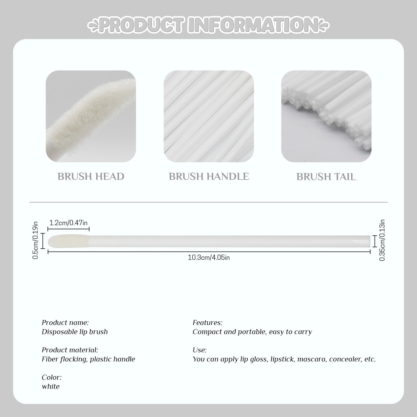 Desechables Brochas para labios Varitas,200 Piezas aplicador de lápiz labial,pinceles de labios correctores de brillo labial, herramientas de maquillaje para labios y ojos (Blanco)