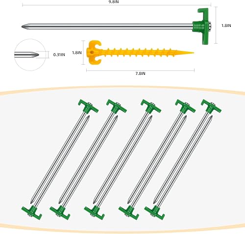 Miniatura 10 de AVOFOREST - Estacas para tienda de campaña resistentes de 10 pulgadas, estacas de metal antioxidante, estacas para tienda de campaña, estacas para