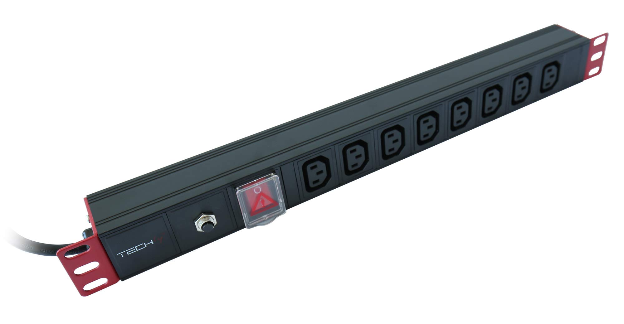 Techly Professional 109559 Multiprise 8 places C13 de rack 19" avec interrupteur et protection thermique prise C14 1U Noir