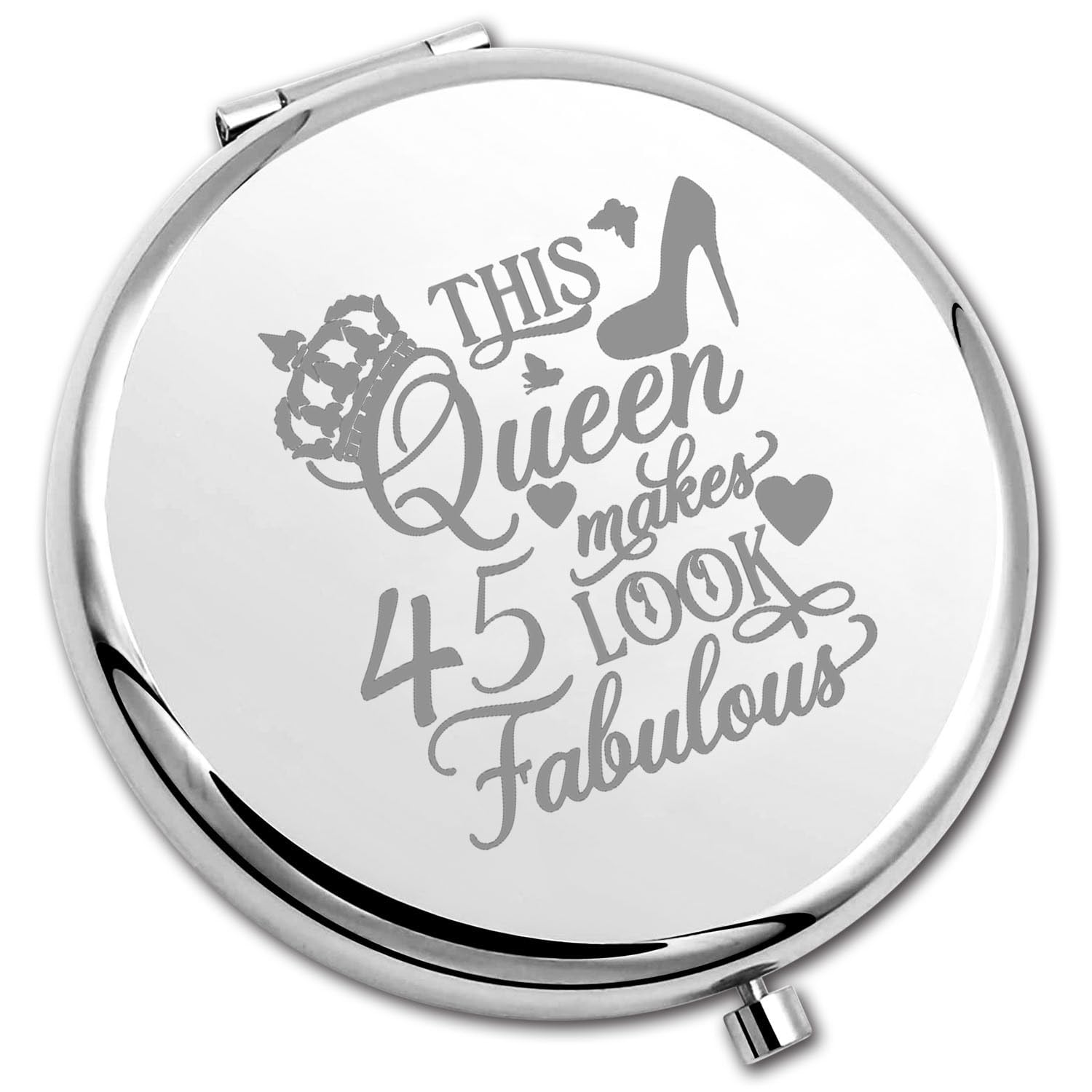 PLITI 45th Birthday Compact Mirror 45 Years Old Birthday Party Gift This Queen Makes 45 Look Fabulous Pocket Mirror (45 Fabulous CMU)