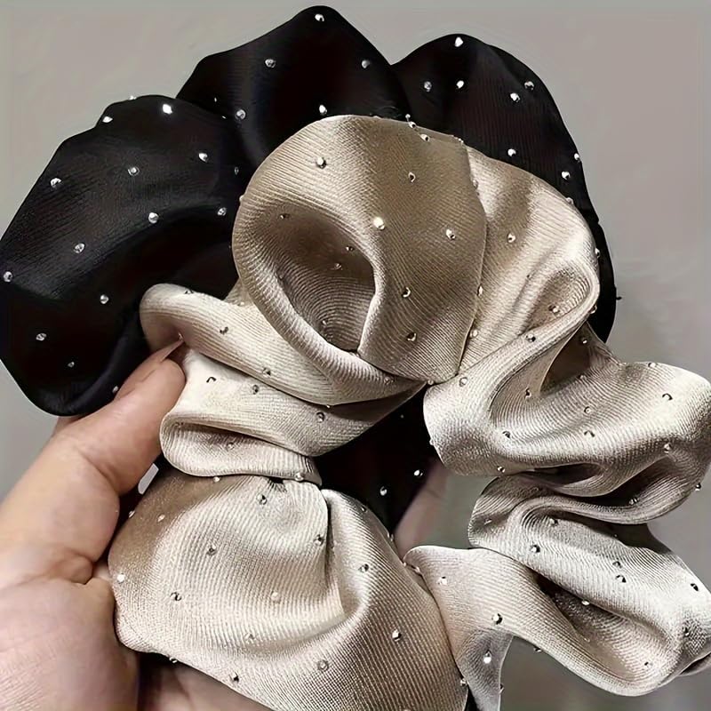 Conjunto de 3 elásticos elegantes de cetim – laços de cabelo de tecido macio com detalhes de lantejoulas, estilo vintage, ideal para rabos de cavalo e penteados, presente de Dia dos Namorados Conjunto de 3 elásticos elegantes de cetim – laços de cabelo de tecido macio com detalhes de lantejoulas, estilo vintage, ideal para rabos de cavalo e penteados, presente de Dia dos Namorados