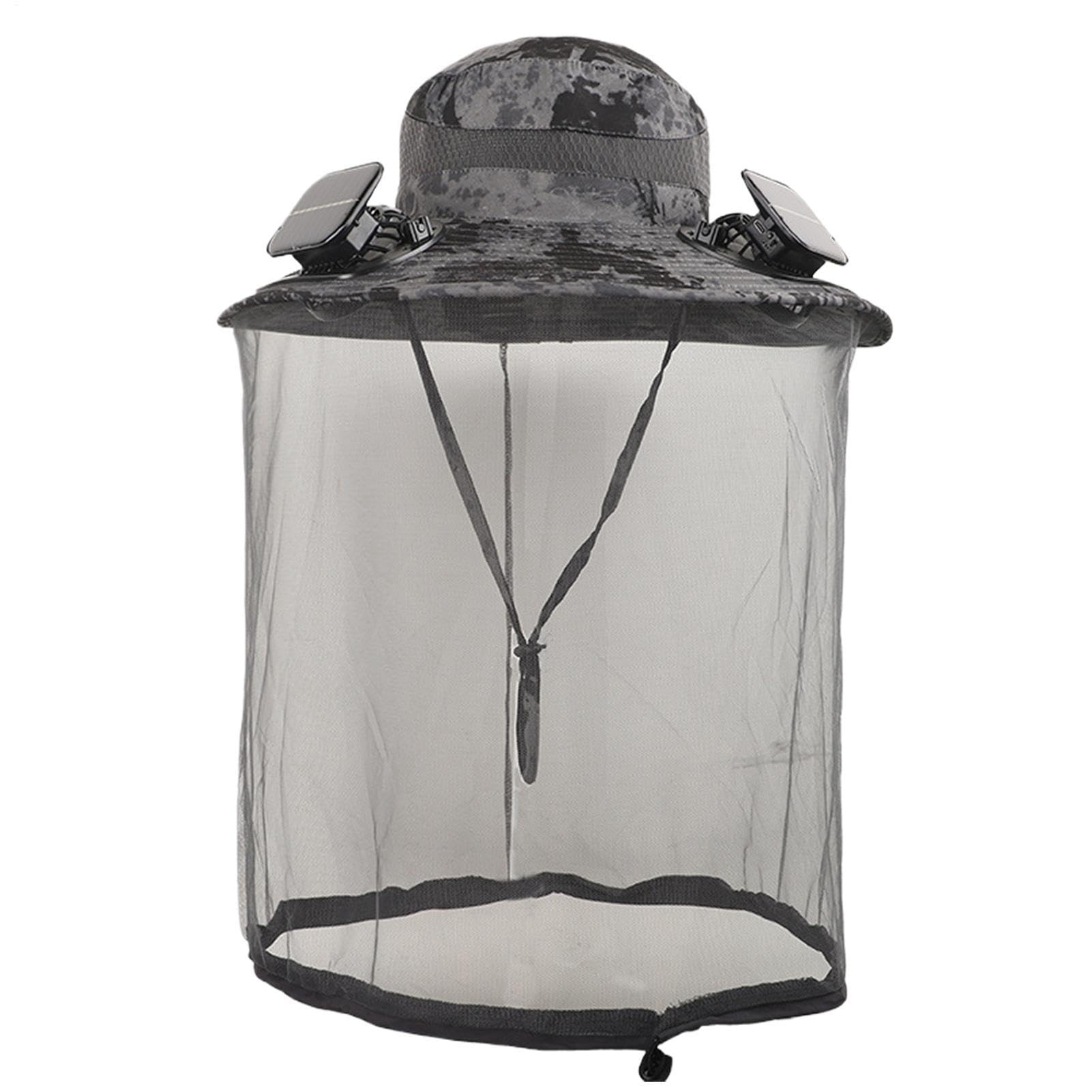 Sombrero de ventilador con energía solar, UPF 50+ con red, sombrero de pesca al aire libre, para deportes al aire libre, hombres, mujeres, senderismo, camping